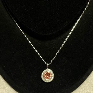 NWOT - Handmade Pink Swarovski Crystal Pendant with Silver chain.